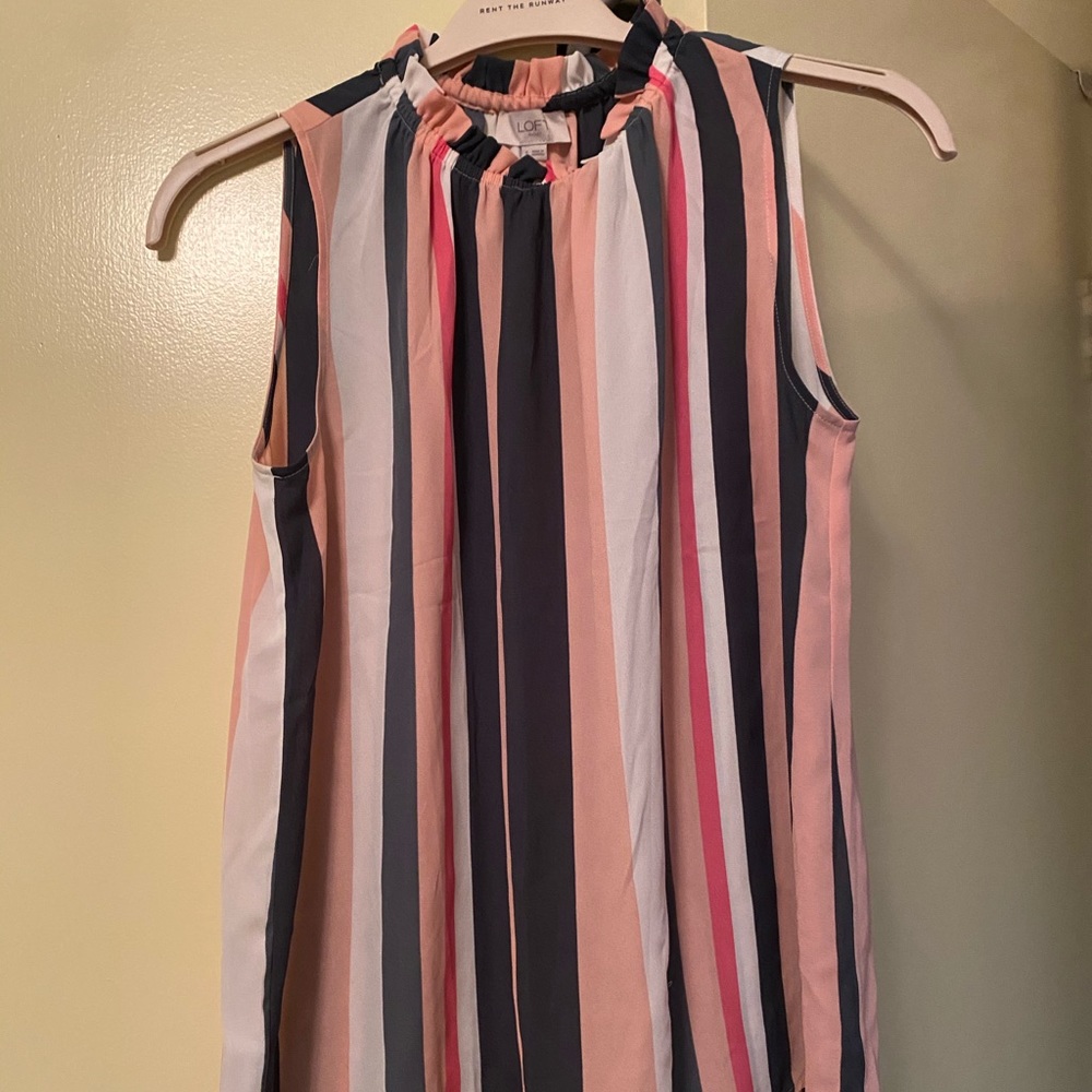 Loft high neck tank top with ruffled collar